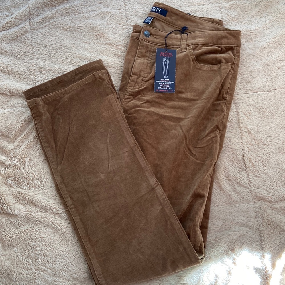 Chaps corduroy women's pants women's size 12 color khaki brown. NWT!